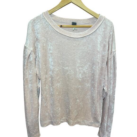 Free People Milan Layering Top Light Pink Blush Pink Crushed Velvet Small - Picture 2 of 15
